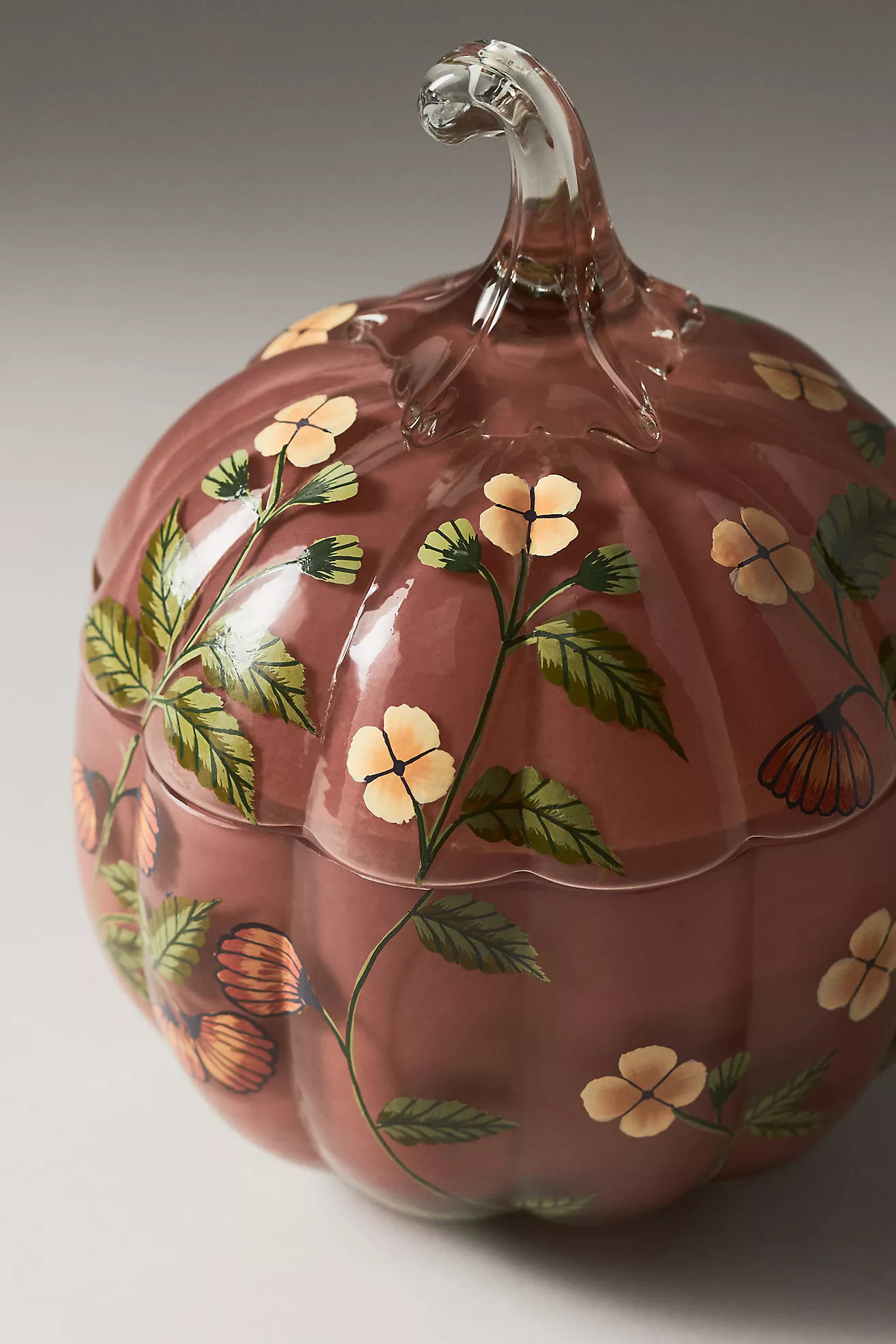 Handpainted White Birch & Pumpkin Glass Pumpkin Candle | Anthropologie (US)