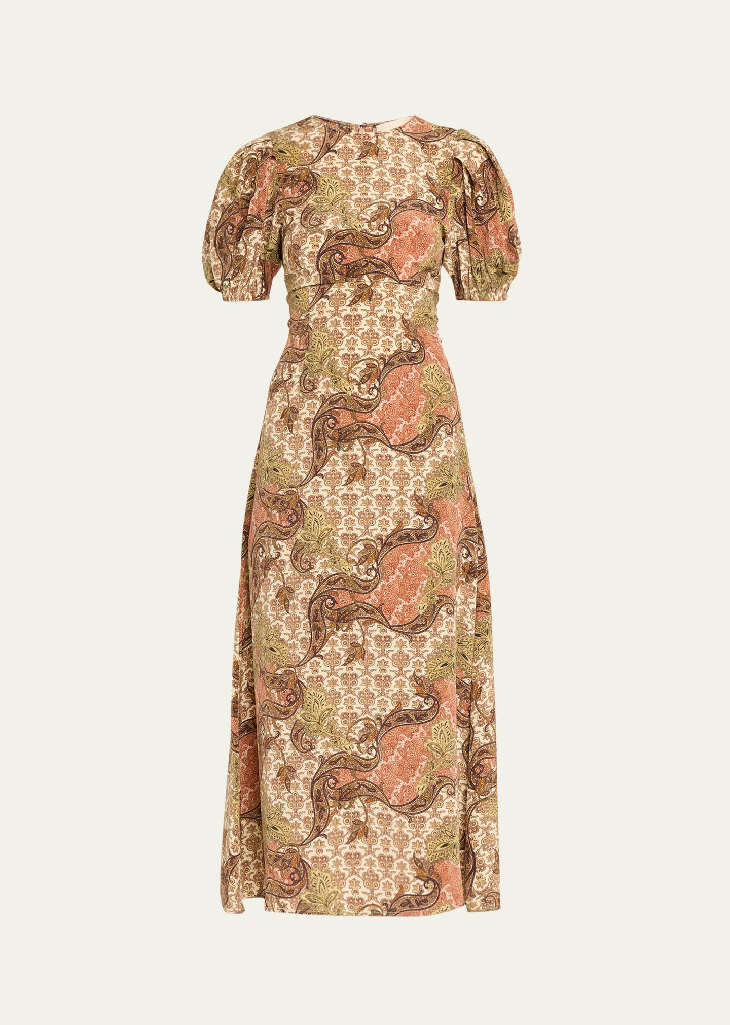 Ulla Johnson Calais Paisley Puff-Sleeve Midi Dress | Bergdorf Goodman