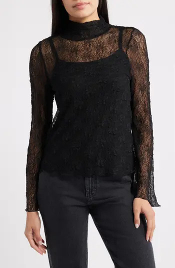 Mock Neck Sheer Knit Top | Nordstrom