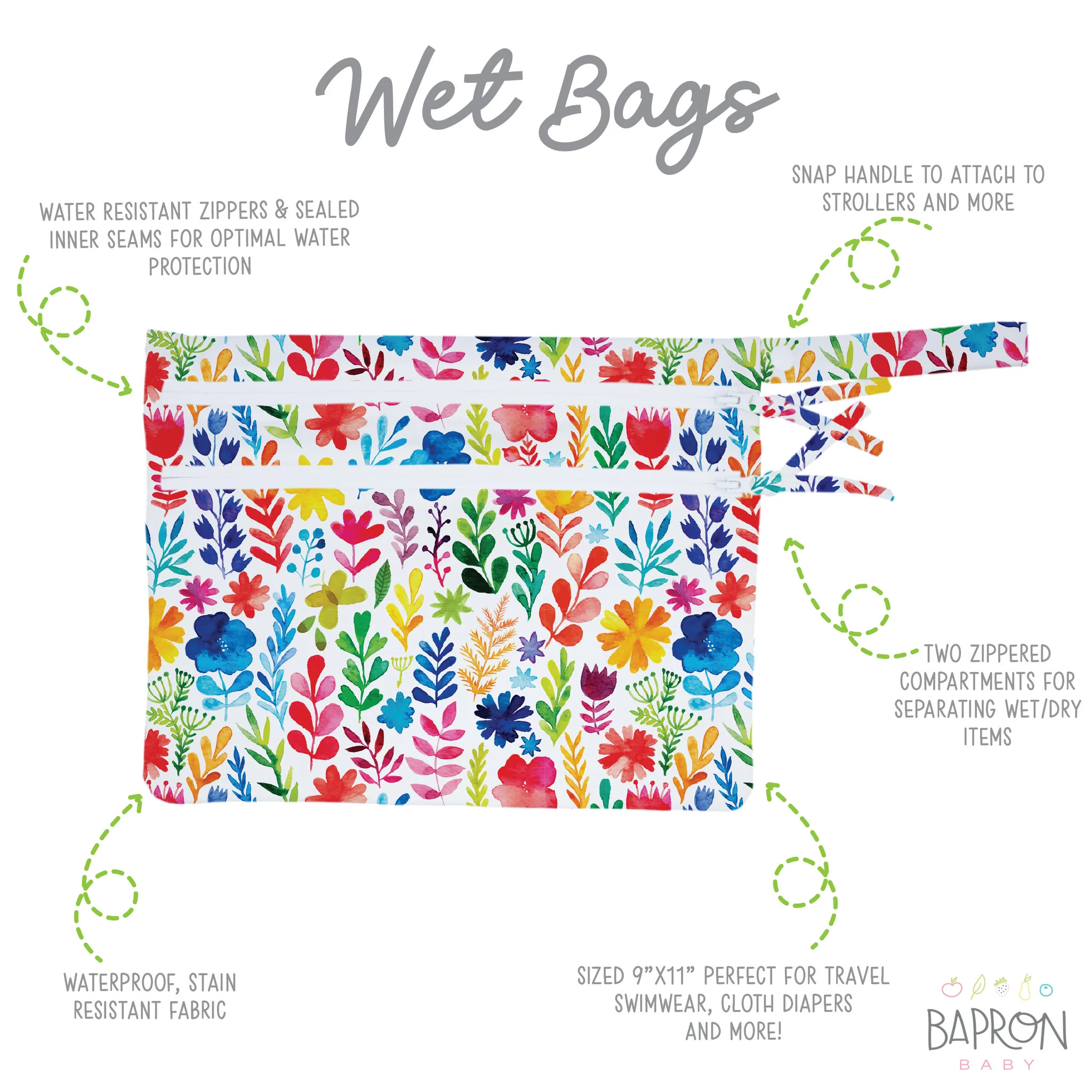 Rainbow Watercolor Floral - Waterproof Wet Bag (For mealtime, on-the-go, and more!) | Shop.app