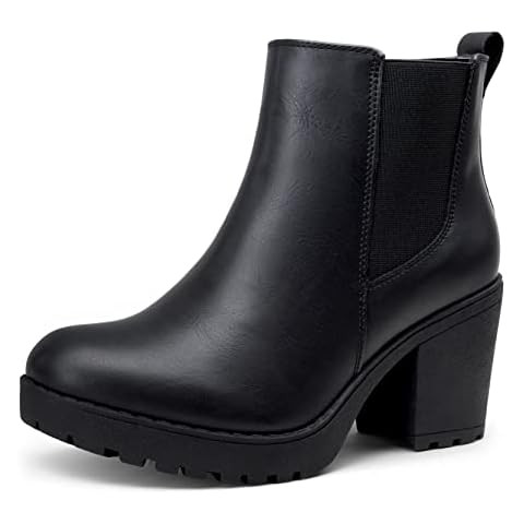 Soda Top Shoes Jaber Ankle Boot W Lug Sole Elastic Gore and Chunky Heel | Amazon (US)