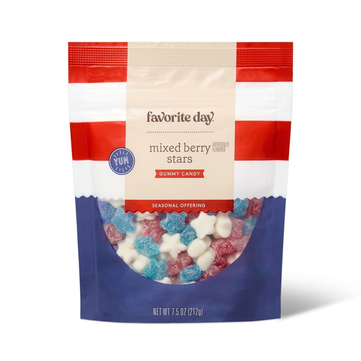 Stand-Up Resealable Pouch filled with 7.5oz MINI Red, White & Blue Stars - 7.5oz - Favorite Day... | Target