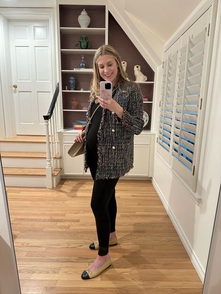I love to style my maternity jumpsuit with a blazer, ballet flats, and a fun purse! I feel put together and comfortable and can easily go about my day especially when I am exhausted. The bumpsuit is such a great shell and also comes in a version with biker shorts that’s fun for this summer that I linked here too! 

#LTKbump #LTKstyletip