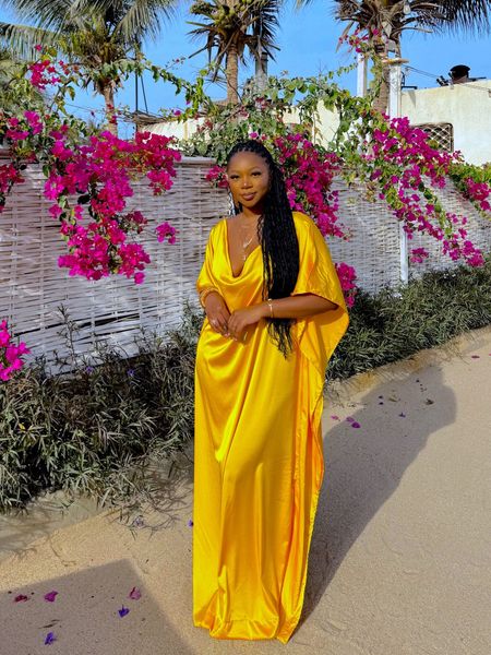 Got a dress custom made in Senegal based off of this beautiful yellow gown I linked 💛🇸🇳😍 also linked similar bracelets! 