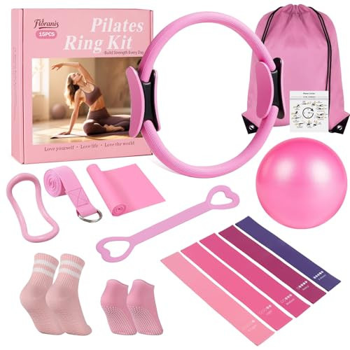 Floranis Pilates Essentials Kit at Home, Ring and Ball Pilate Workout Equipment Set for Women, Magic Circle with 5 Resistance Bands Premium Accessories Kits for Starter Toning Workouts | Amazon (US)