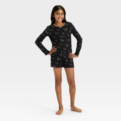 Girls' Long Sleeve Waffle Knit Pajama Set - Cat & Jack™ | Target