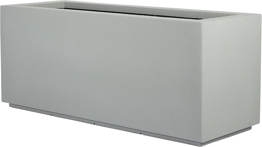 PolyStone Milan Tall Modern Outdoor/Indoor Rectangular Trough Planter, 46" L X 17" W X 19" H, Lig... | Amazon (US)