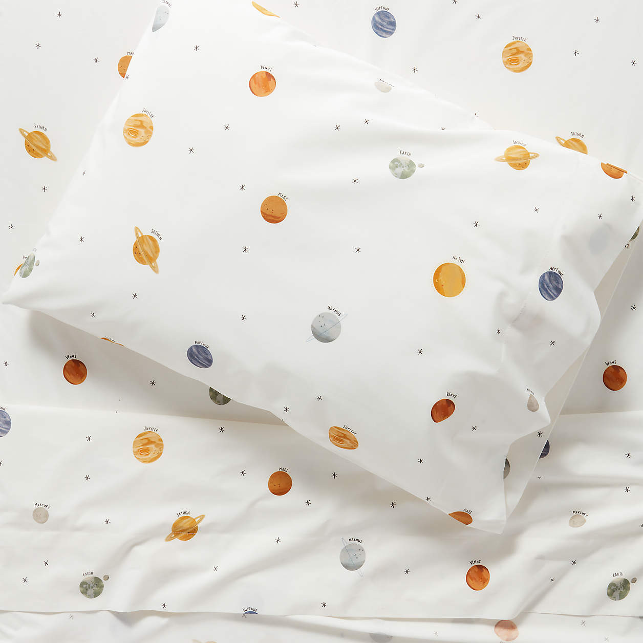 Stay Cool Outer Orbit 100% Organic Cotton Kids Twin Sheet Set + Reviews | Crate & Kids | Crate & Barrel