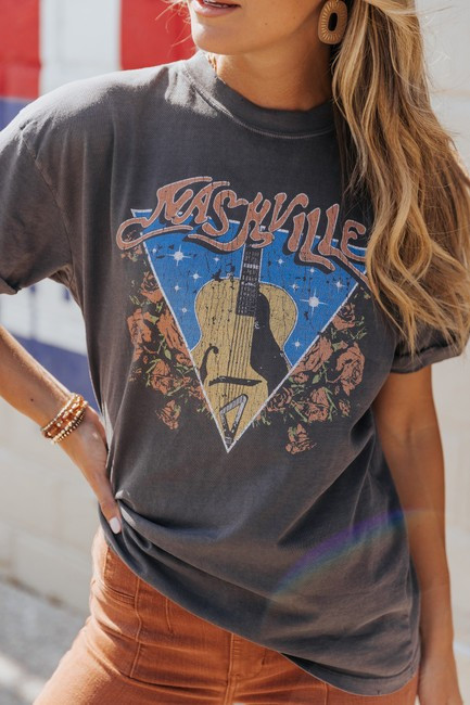Girl Dangerous Vintage Black Nashville Triangle Graphic Tee - PRE ORDER | Magnolia Boutique