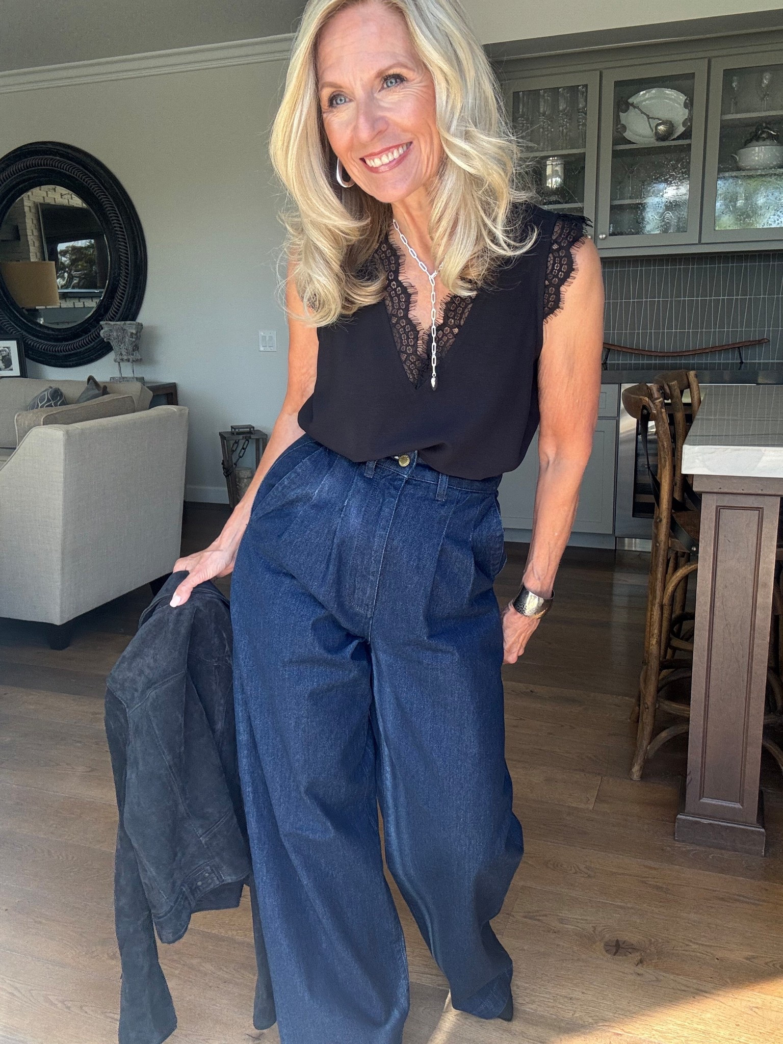 When a trend speaks to you, and how to go with it for your 50+ style…

“Lace” is the darling of all the Fall Fashion Trends and when styling it, use your staples to help it stand out.

This lace top is so simple but putting it with jeans, a black jacket and boots makes it the star. (Basic pieces from your wardrobe.)

Trend + 2-3 Staples from your wardrobe. 

Keep it simple. Love you.

Follow me for more 50+ style inspiration.

#LTKStyleTip #LTKOver40