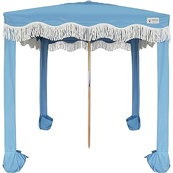 AMMSUN Beach Cabana with Fringe, 6'×6' Boho Beach Canopy with Tassels, Easy Set up & Premium Woo... | Amazon (US)