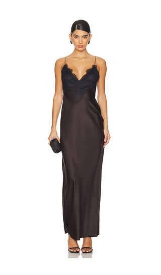 Grenache Satin Maxi Dress in Ash Brown | Revolve Clothing (Global)