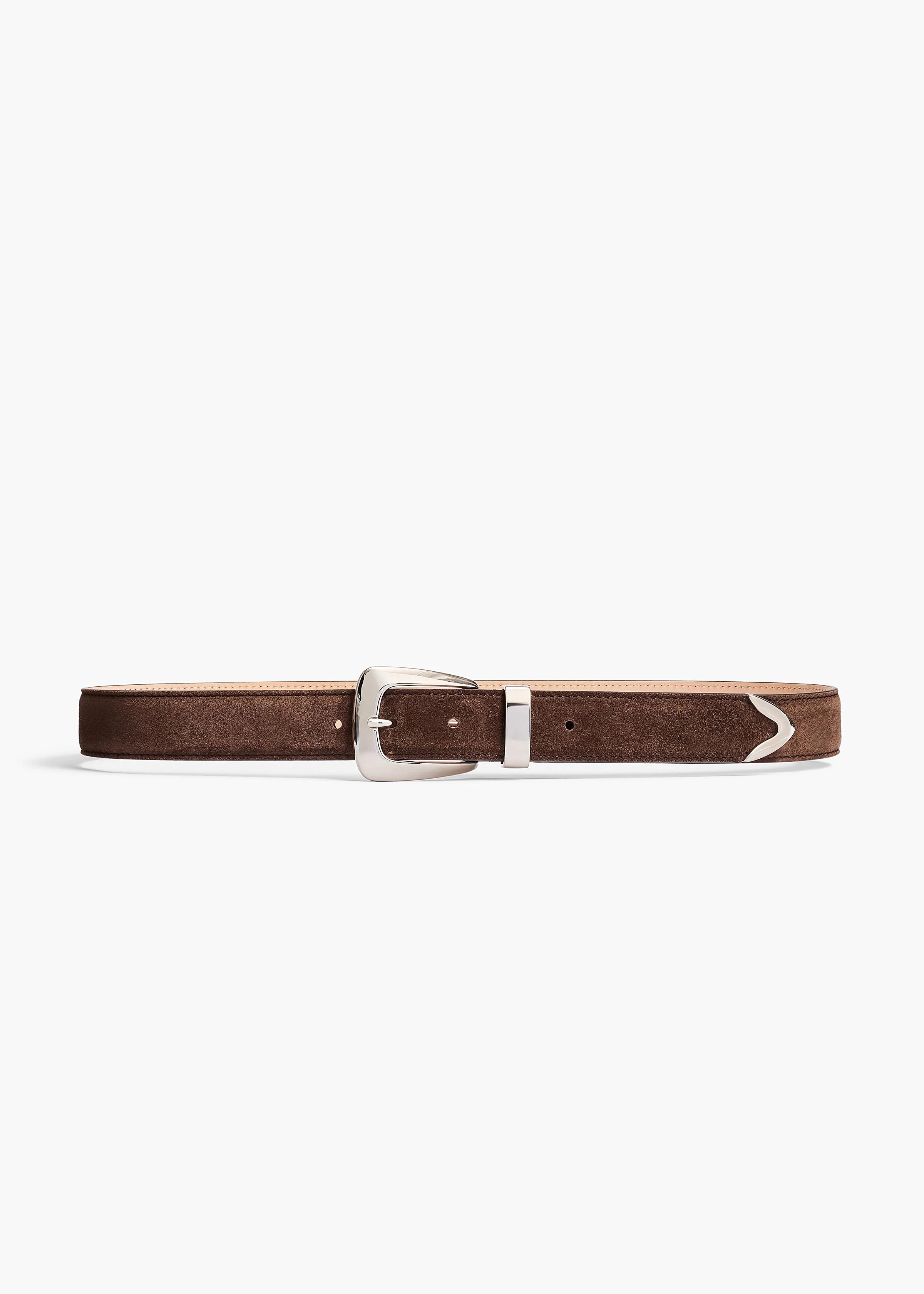 KHAITE - Benny Belt In Ebano Suede With Silver | Khaite