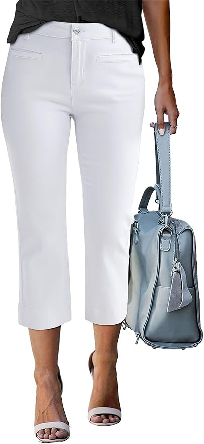 luvamia Capri Jeans for Women High Waisted Slim Straight Stretchy Denim Capris Pants Welt Pockets... | Amazon (US)