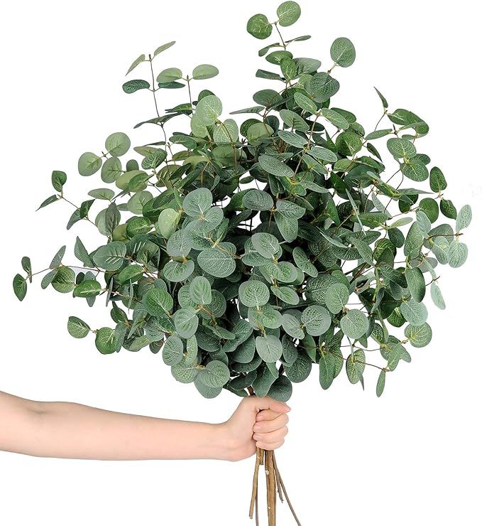 Miracliy 7 PCS Artificial Eucalyptus Stems, Faux Eucalyptus Leaves Greenery Stems for Vase Home P... | Amazon (US)