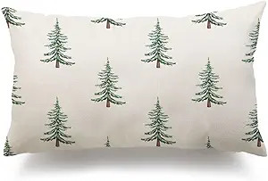 DFXSZ Christmas Pillow Covers 12x20 inch Christmas Tree Decorative White Throw Pillow Covers Wint... | Amazon (US)