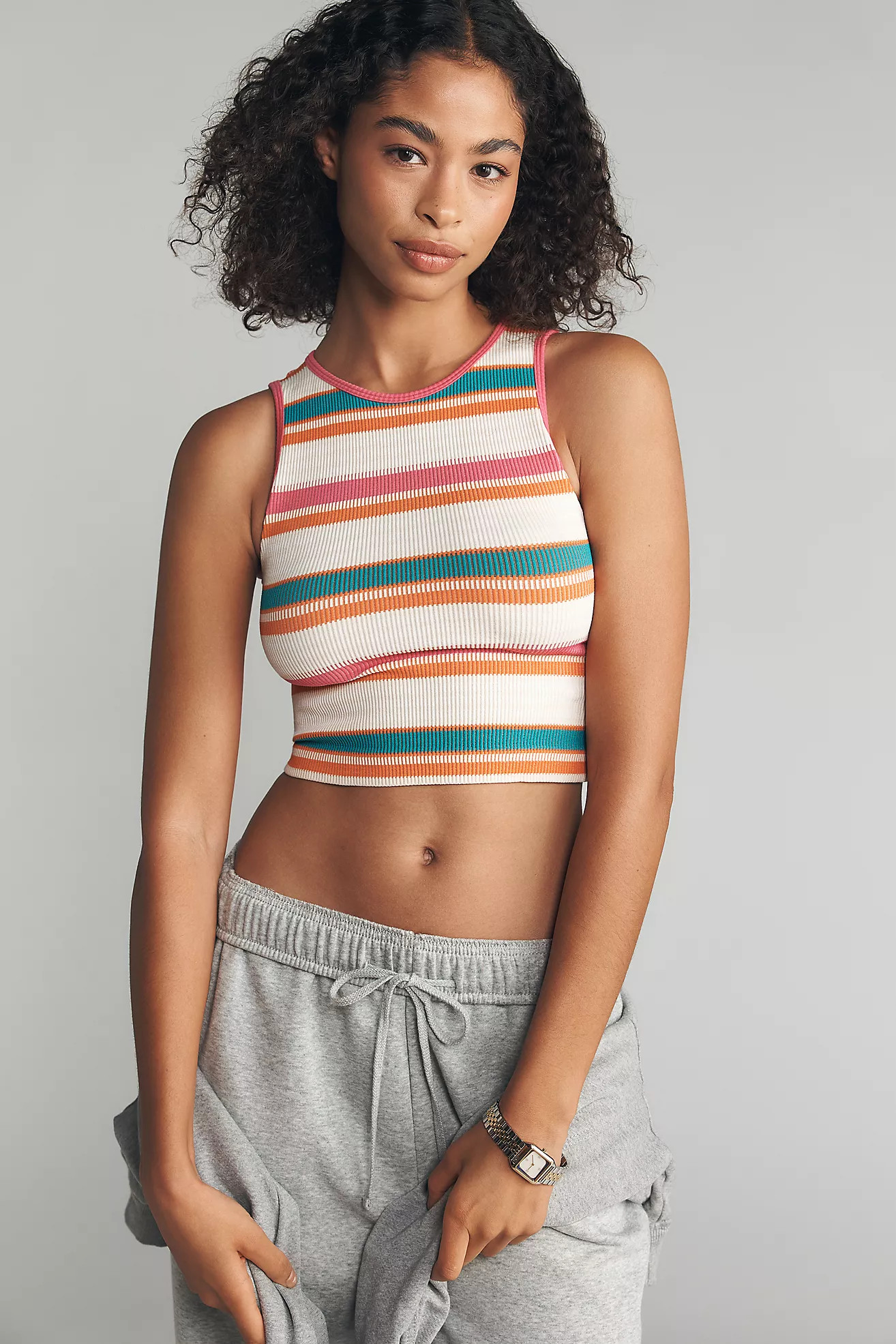 The Reegan Crew-Neck Crop Racerback Seamless Tank Top: Striped Edition | Anthropologie (US)