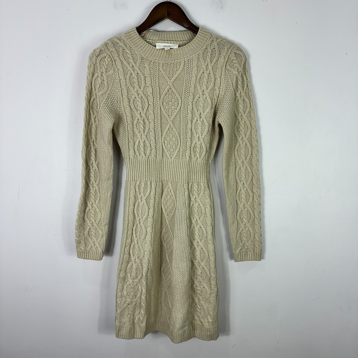 Lucky Brand Sweater Dress S Beige Cable Knit Long Sleeve Boho Preppy Academia | eBay US