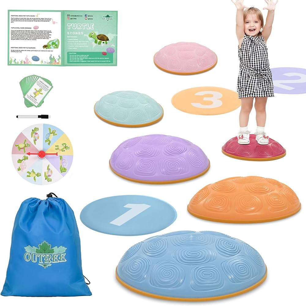 OUTREE Stepping Stones for Kids, 6 Pcs Balance Training and Sensory Coordination Turtle Stepping ... | Amazon (US)