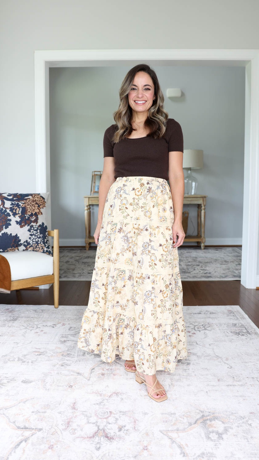 Petite-friendly (and budget-friendly) early fall dresses (and skirts)!

Yellow maxi skirt: xs 
Brown top: xs

#LTKPetite