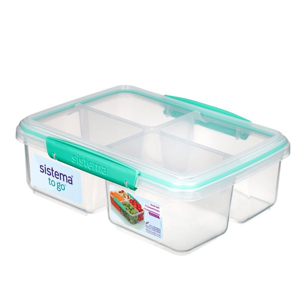 Sistema 7.4 Cup Quad Split To Go Plastic Food Storage Container | Walmart (US)