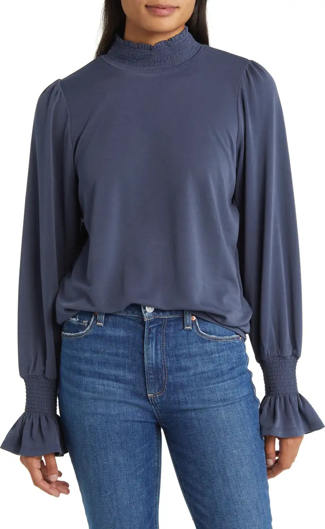 Wit & Wisdom Smocked Mock Neck Top | Nordstrom | Nordstrom