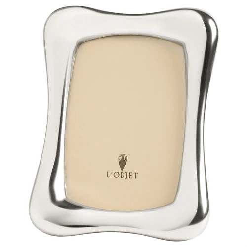 L'Objet Anton Modern Classic Platinum Metal Curved Photo Frame - 4x6 | Kathy Kuo Home