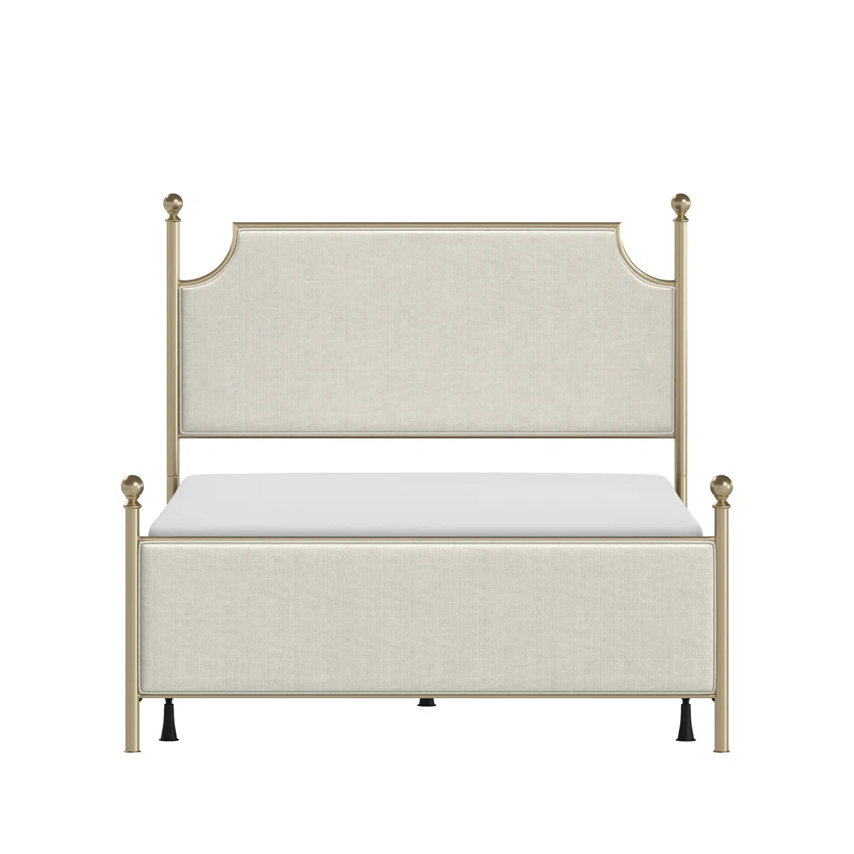 Olague Metal And Upholstered Queen Bed, Champagne With Ivory Fabric | Wayfair North America