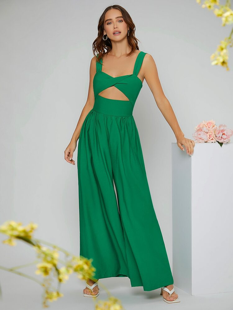 SHEIN Cut Out Wide Leg Cami Jumpsuit | SHEIN