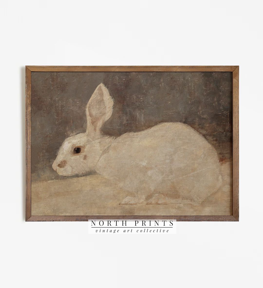 Vintage Rabbit Painting | Neutral Country Nursery Wall Art | Easter PRINTABLE Digital | 995 | Etsy (US)