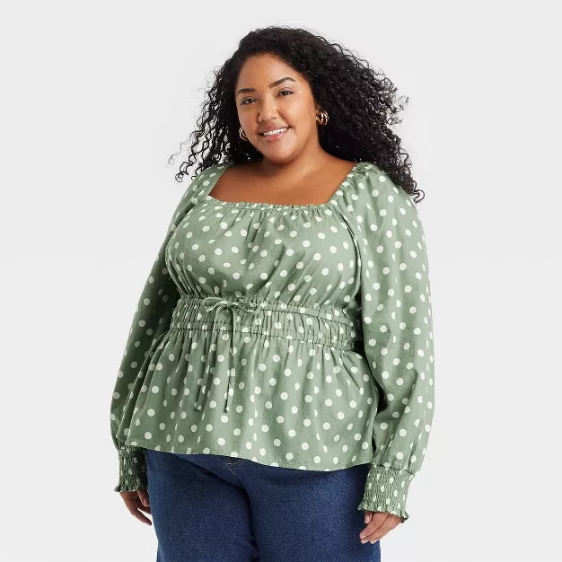 Women's Plus Size Long Sleeve Peplum Top - Ava & Viv™ | Target