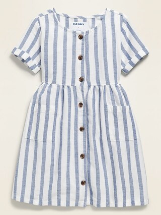Fit & Flare Button-Front Striped Dress for Toddler Girls | Old Navy (US)
