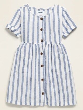 Fit &#x26; Flare Button-Front Striped Dress for Toddler Girls | Old Navy (US)