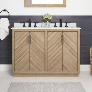 Glacier Bay Huckleberry 48 in. W x 19 in. D x 34 in. H Double Sink Bath Vanity in Weathered Tan w... | The Home Depot