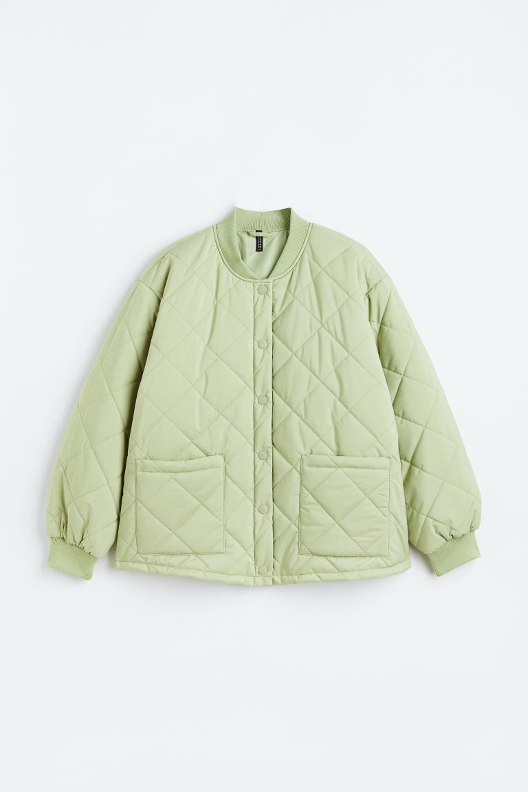 H&M+ Quilted jacket - Light green - Ladies | H&M GB | H&M (UK, MY, IN, SG, PH, TW, HK)