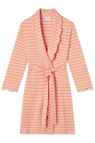 Pima Elise Robe in Pomelo Stripe | LAKE Pajamas