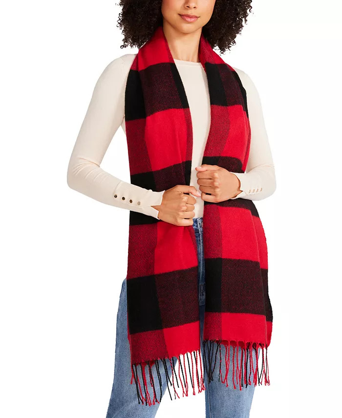 Steve Madden Buffalo Check Blanket Scarf with Fringe Detail & Reviews - Cold Weather Accessories ... | Macys (US)