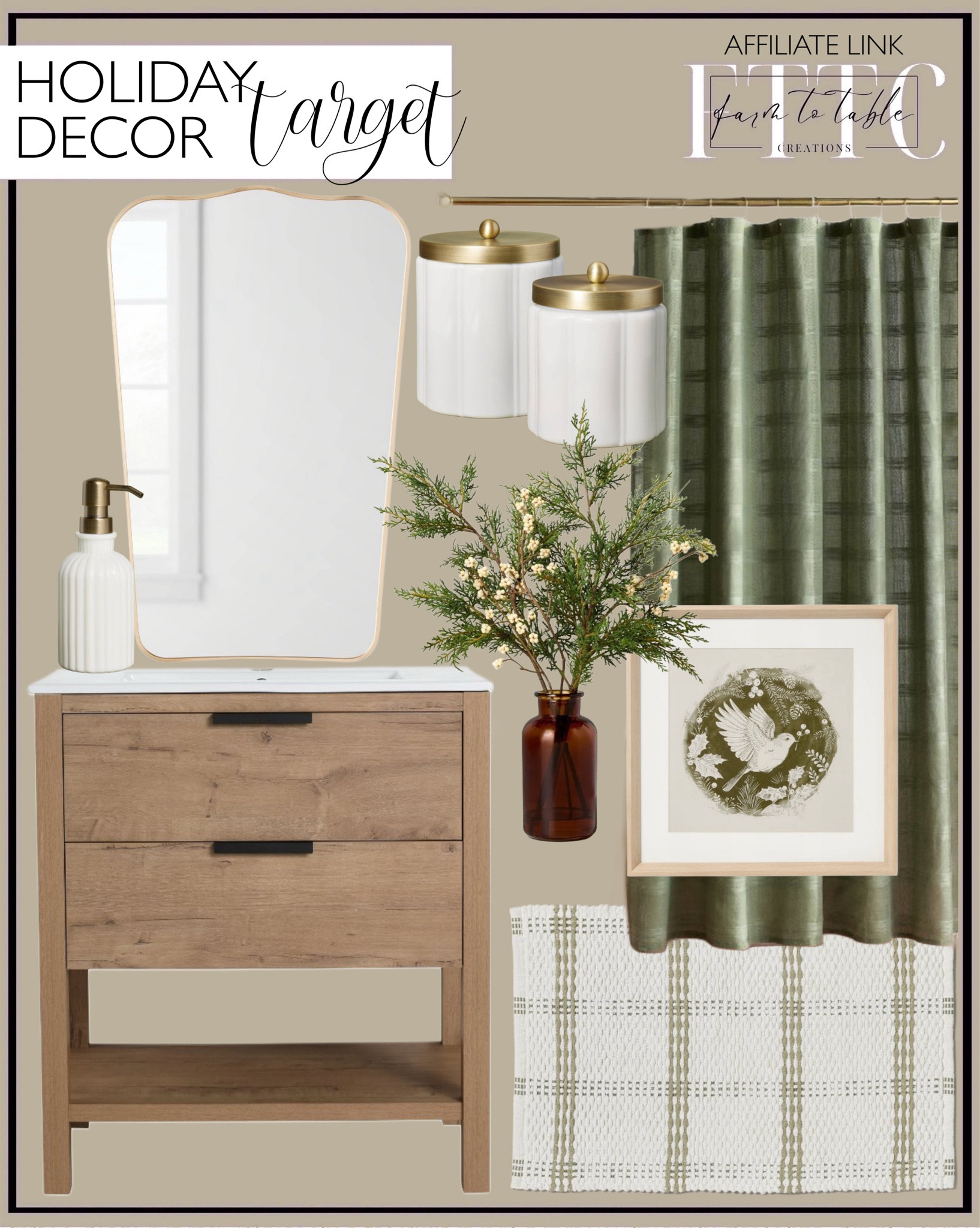 
Target Holiday Decor. Follow @farmtotablecreations on Instagram for more inspiration.

Open Plaid Bath Rug Green/Cream. Washed Square Shower Curtain - Hearth & Hand with Magnolia. Milk Glass Bath Cansiters. Milk Glass Soap Pump. Ribbed Terry Bath Towels Cream/Green. Ribbed Milk Glass Bathroom Tumbler White. Milk Glass Trinket Dish. Modern Hand Towel. Metal Curved Top Mirror Gold - Threshold™ designed with Studio McGee. 30" Bathroom Vanity with 2 Drawers and 1 Ceramic Sink, Oak - ModernLuxe. Dove Framed Wall Art. Faux Cedar and Snowberry Arrangement. 

Trending Decor | Viral Decor | Amazon Holiday | Walmart Christmas | Christmas Table | Tablescape | Christmas Tree | Bedroom corner | Coffee Table Decor | Neutral Decor | Fall Stem Sale | Target Finds | Skinny Bench | Bedroom | Living Room | Breakfast Nook | Amazon Home | Target Sale | Loloi Rugs | Magnolia Home | console table | console table styling | faux stems | entryway space | front porch decor | neutral decor | entryway decor | cozy home | affordable decor |  home decor | home inspiration | Christmas stems | Christmas console | Christmas vignette | christmas decor | fall decorations | console styling | entryway rug | cozy moody home | moody home decor | neutral home | bathroom decor | tree ornaments


#LTKHome #LTKSaleAlert #LTKHoliday