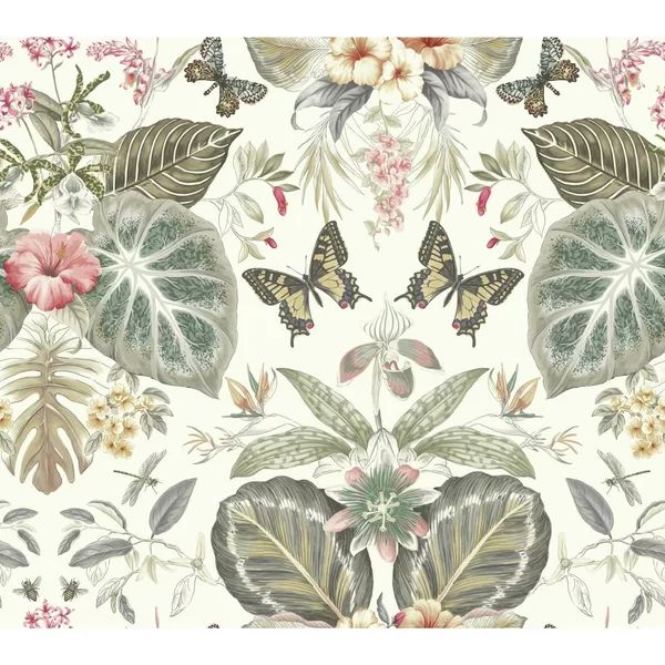 Tropical Butterflies 27' L x 27" W Wallpaper Roll | Wayfair North America