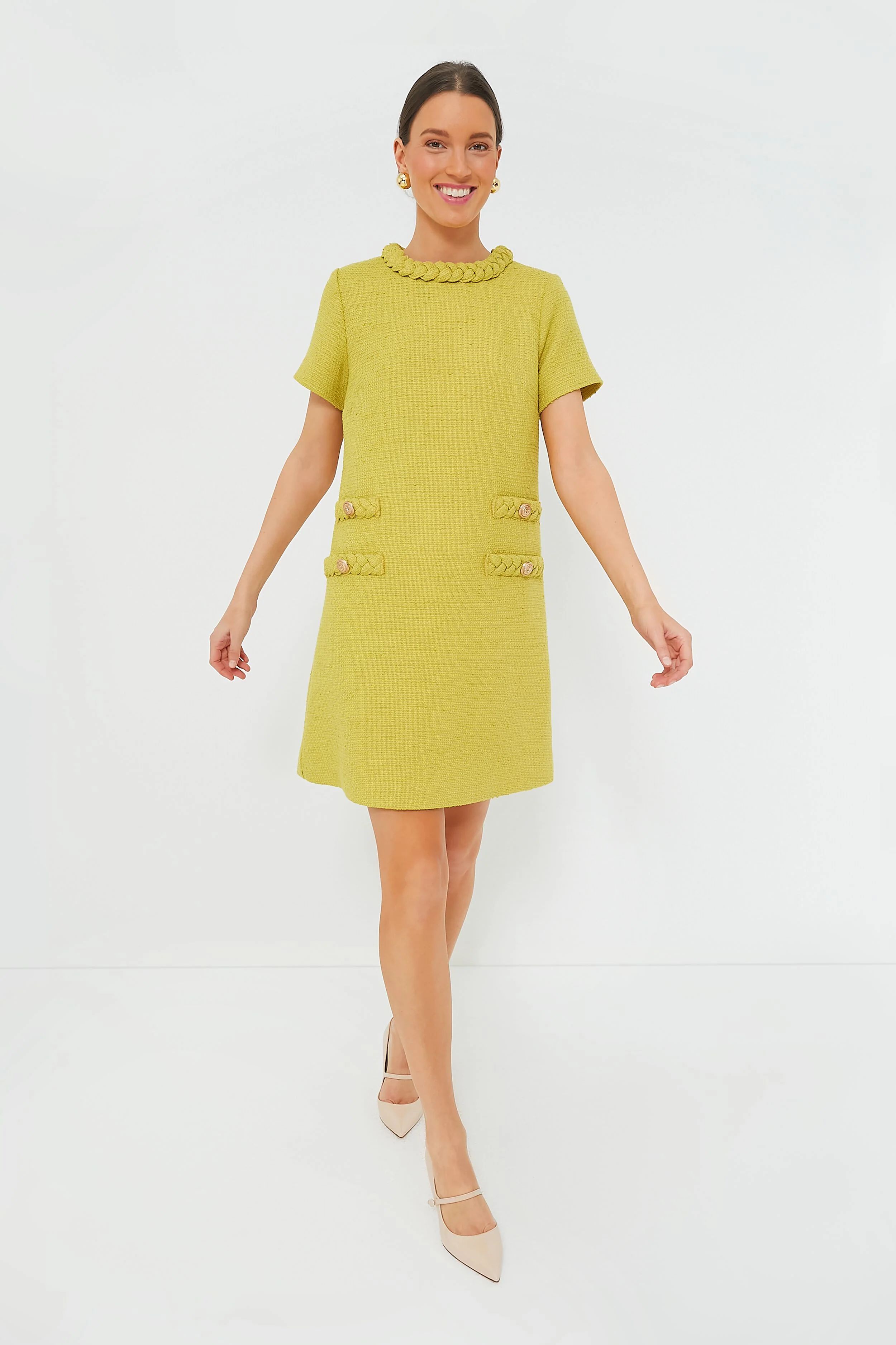 Chartreuse Tweed Jackie Dress | Tuckernuck (US)