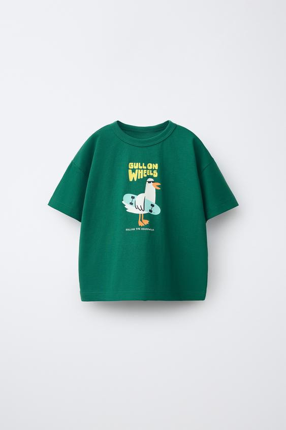 Zara - Animal Print T-Shirt - Green - 2 Years (92 Cm) - Kids | Zara UK