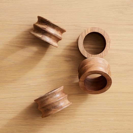 Grooved Wood Napkin Ring Sets | West Elm (US)