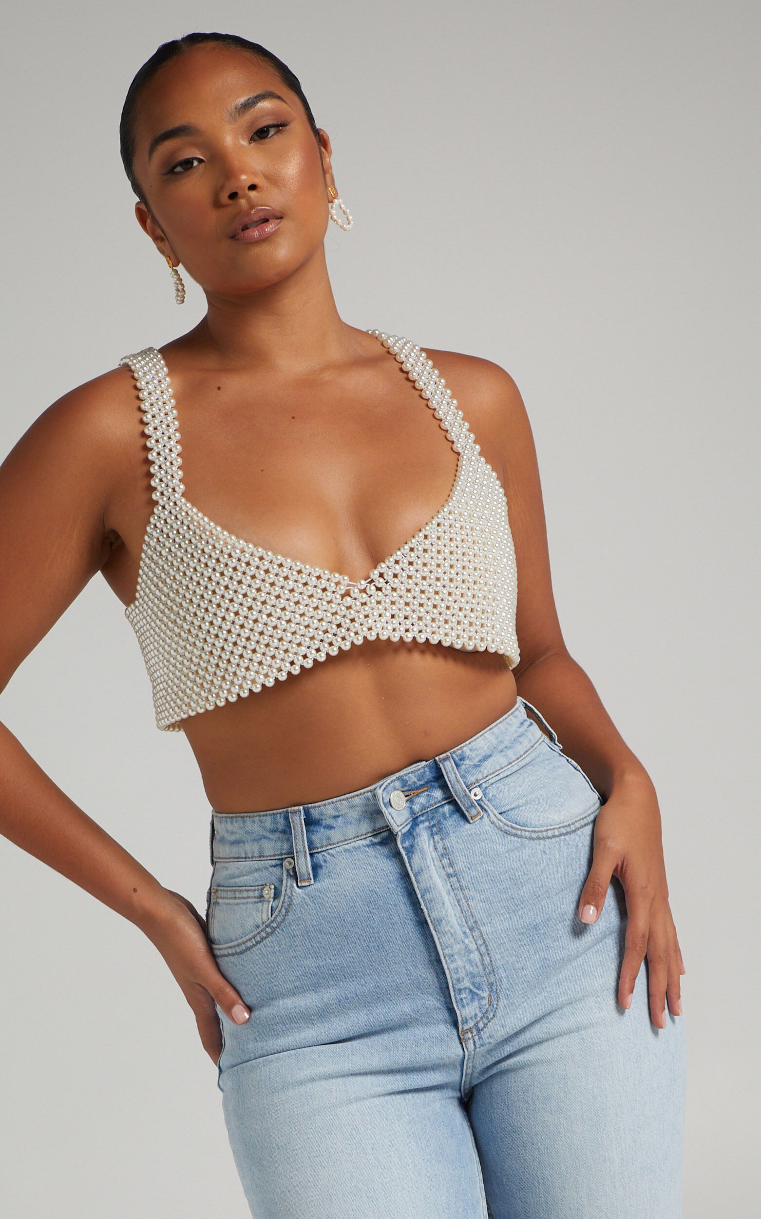 Peggy Crop Top in Pearl | Showpo | Showpo - deactived