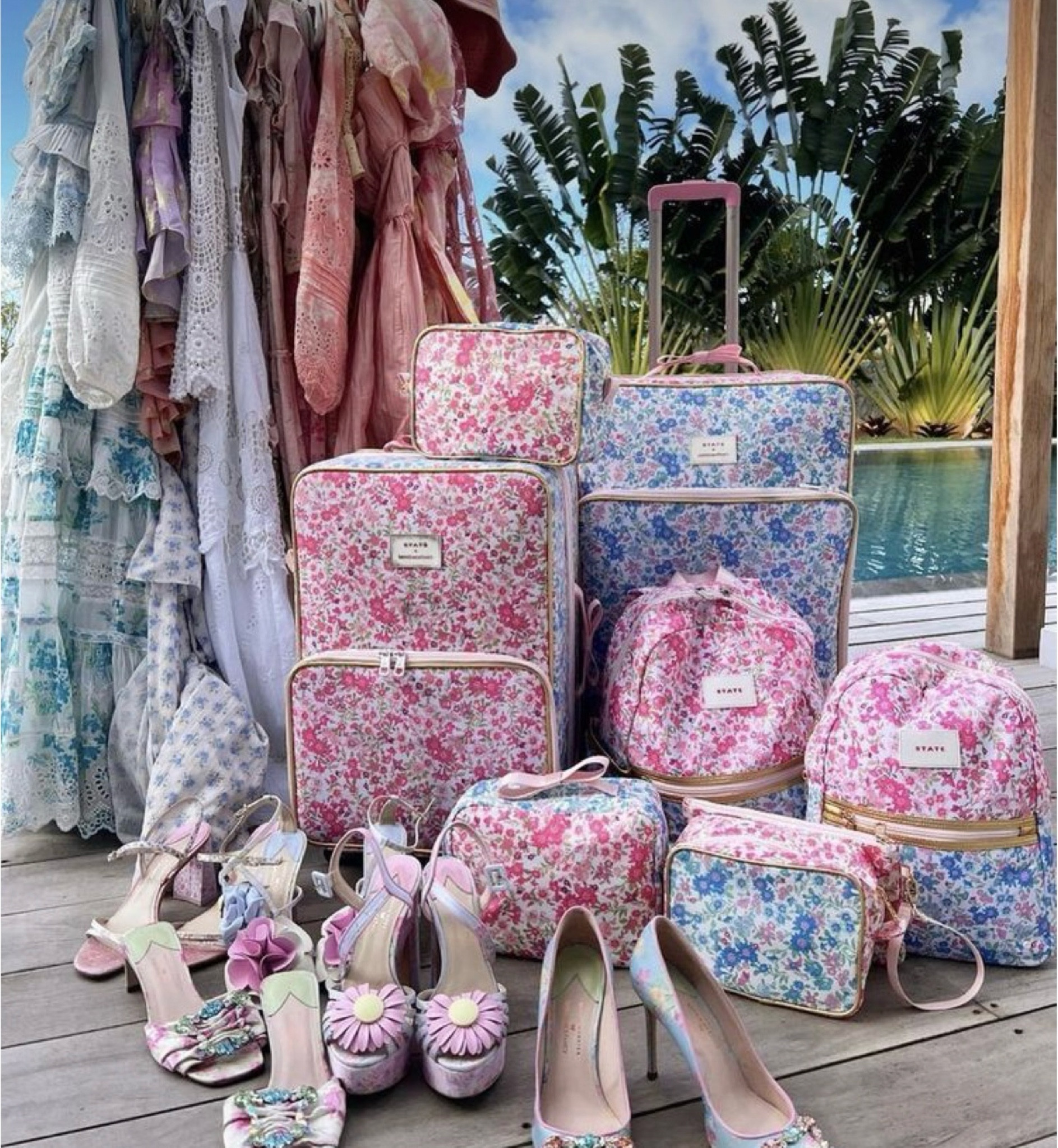 Love shack fancy style 🩷🌈💕 luggage floral heels flowers 

#LTKshoecrush #LTKitbag #LTKtravel