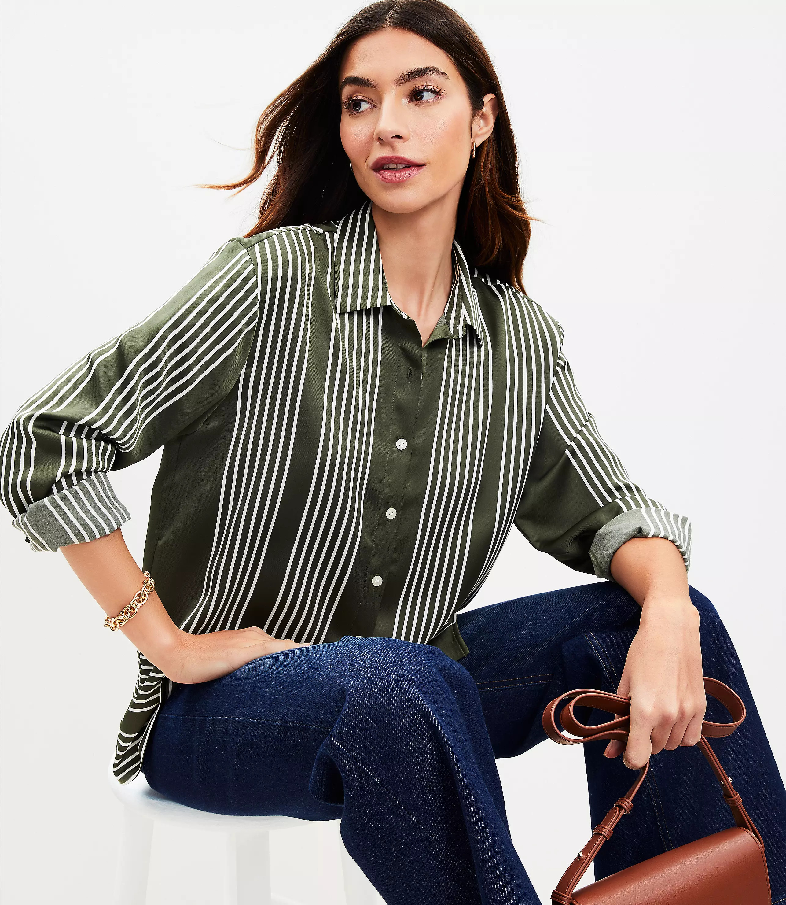 Geo Twill Relaxed Shirt | LOFT