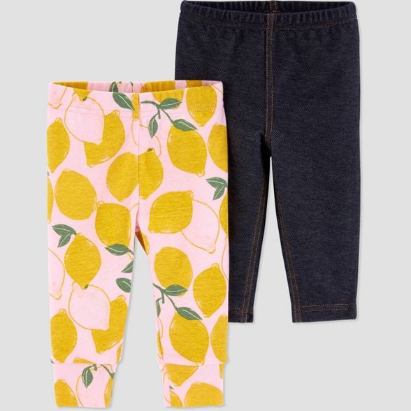 Baby Girls' 2pk Lemon Pull-On Pants - Just One You® made by carter's Yellow/Black | Target