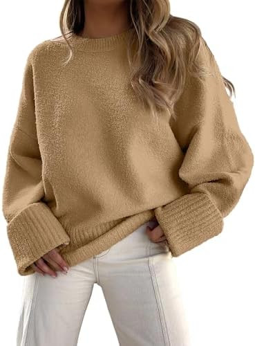ANRABESS Women's Oversized Sweaters 2025 Long Sleeve Fuzzy Knit Casual Chunky Pullover Sweater Fa... | Amazon (US)