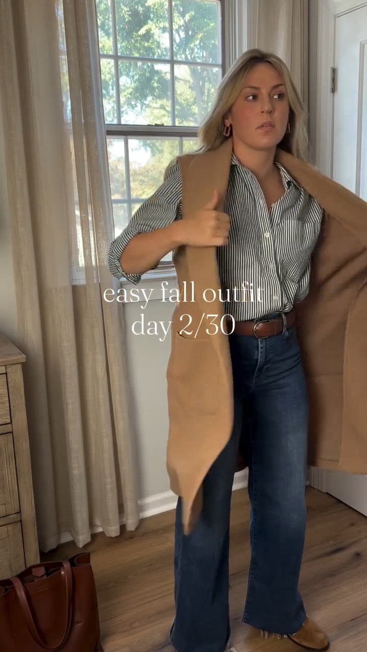 teacher outfit made for fall 🍂🌾 a simple button down shirt, wide leg pants and a belt! I know the vest cardigan thing makes the outfit but honestly you don’t even need it to look polished and put together. I got this one old from @marshalls !

easy fall outfit, teacher style