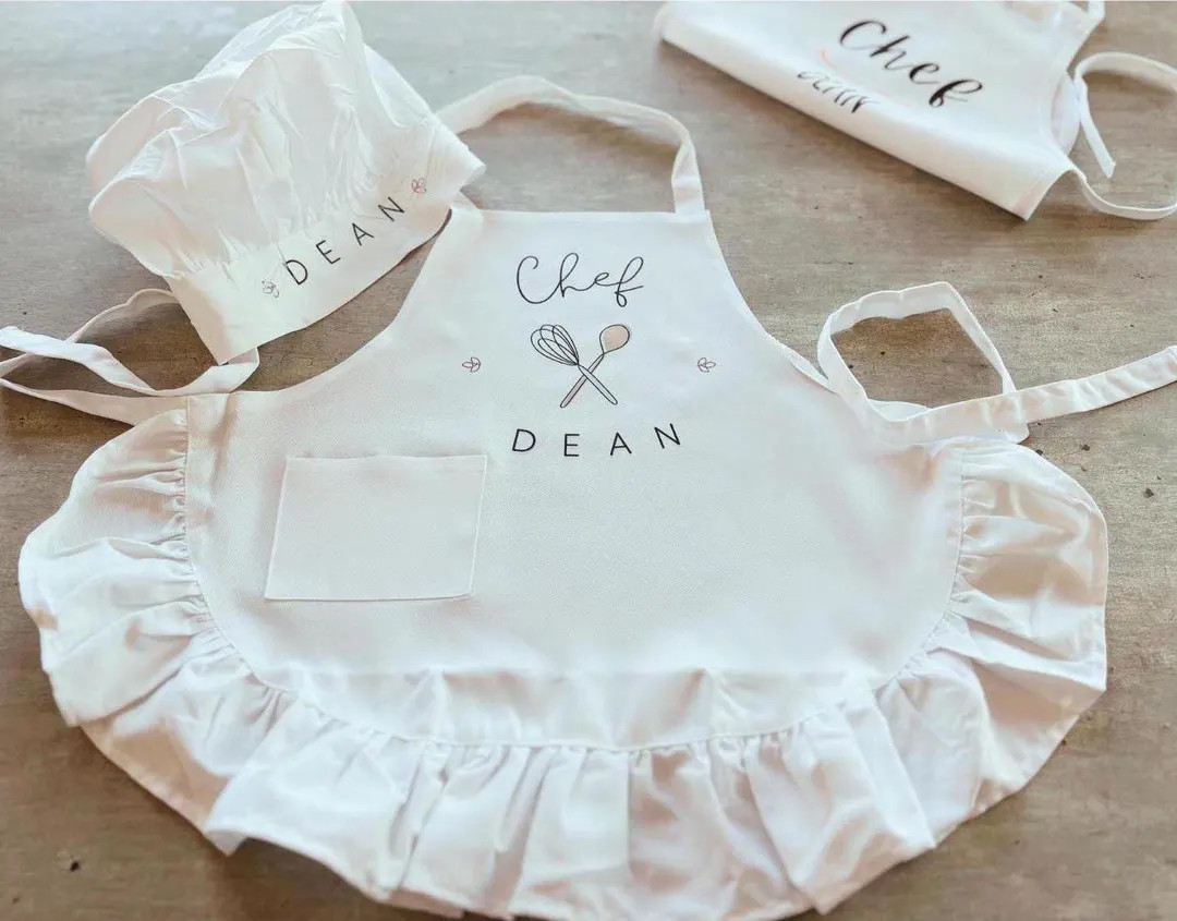 Cute Personalized Custom Name Kids Apron and Chef Hat, Mommy and Me Matching Name Aprons, Baking ... | Etsy (US)