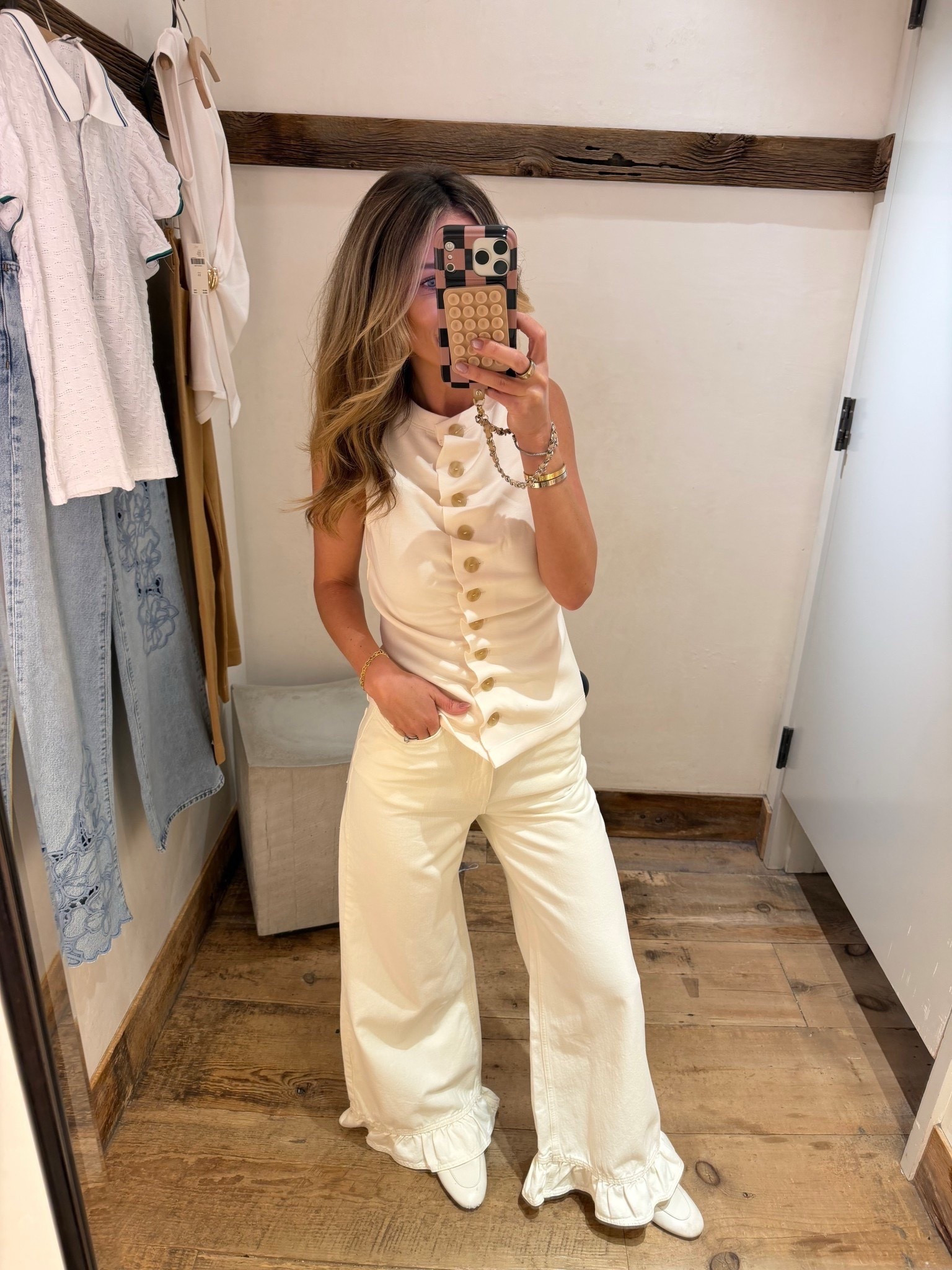 Spring Anthropologie haul! Size 25 in jeans, size small in top. Top also comes in brown!

#LTKootd #LTKOver40 #LTKPetite